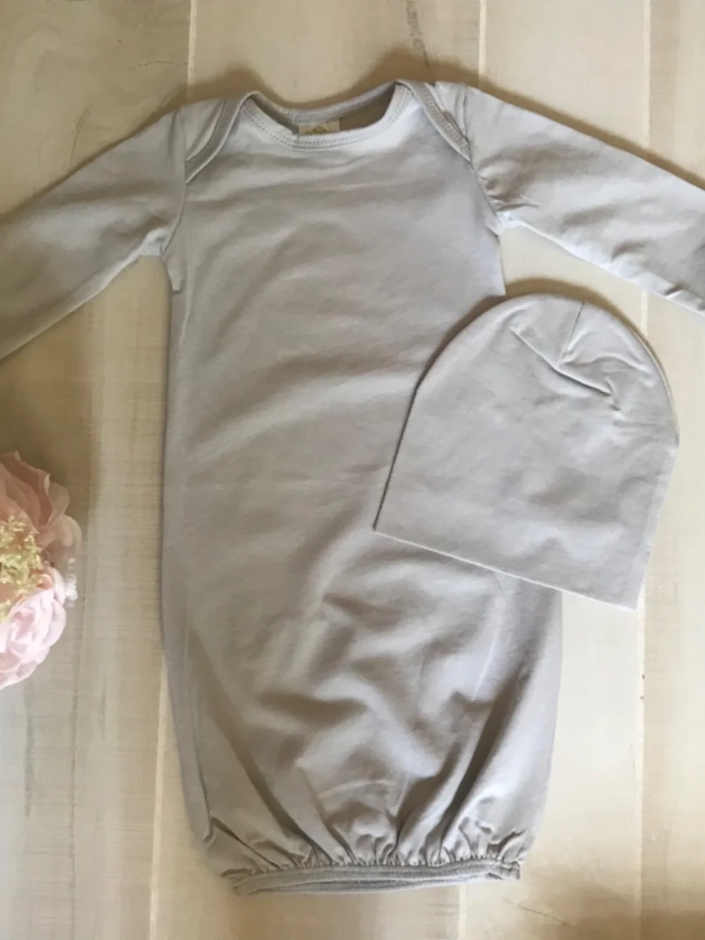 Blank baby gown and hat set by posh baby blooms